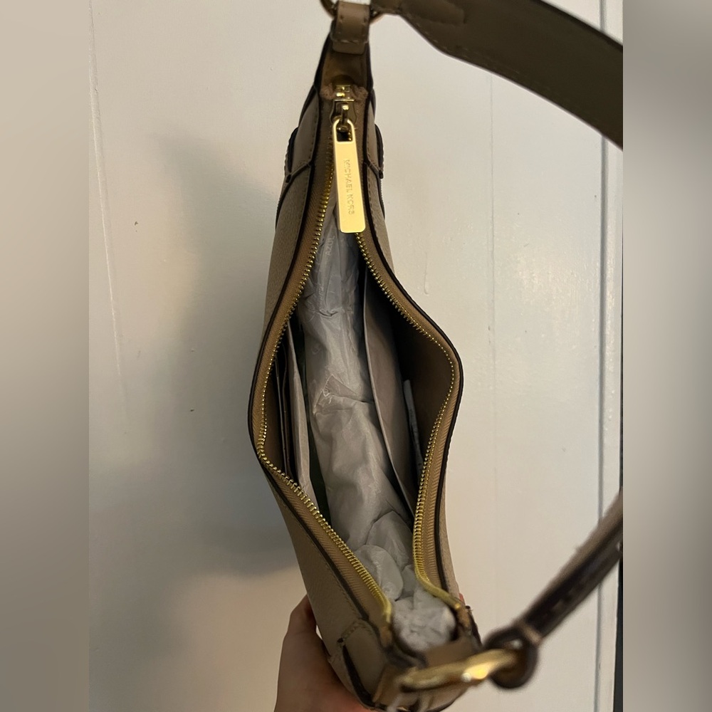Calvin Klein Beige Shoulder Bag with Gold Accents